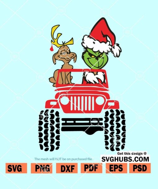 Grinch And Dog Jeep SVG