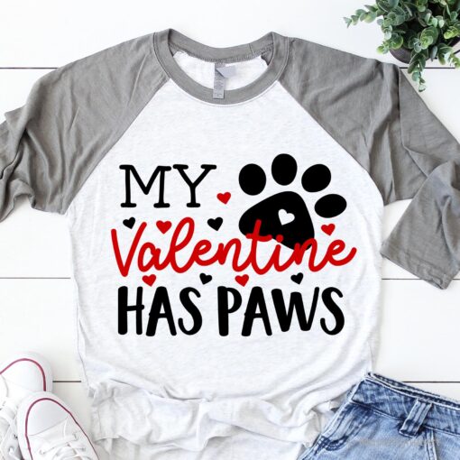 My Valentine Has Paws Svg, Pets Valentine Shirt Svg, Valentine Paws SVG - Image 2
