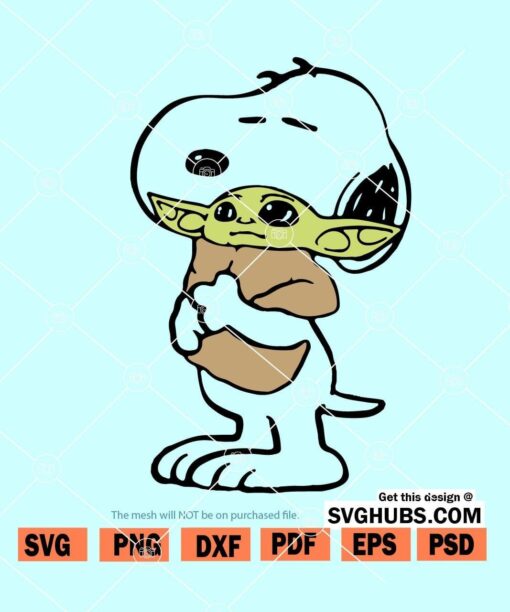 Snoopy Hug Baby Yoda SVG