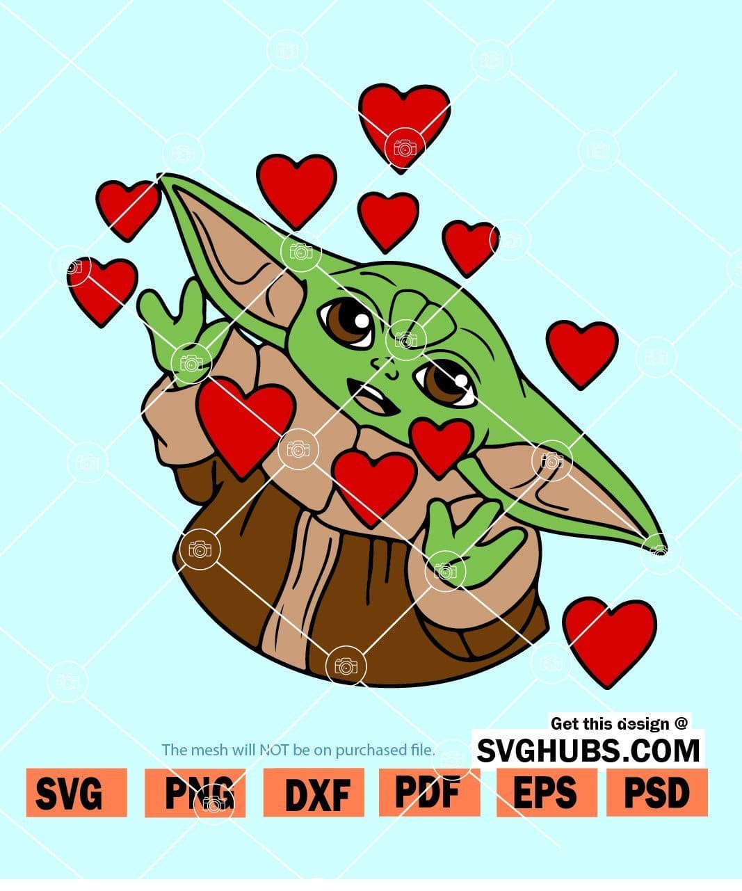 Valentine Baby Yoda Svg, Yoda Valentine SVG, Valentine day shirt