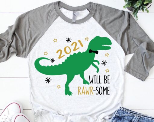 Kids New Year’s SVG, Rawr-some Svg, Boys shirt SVG, New Year’s 2021 Svg - Image 2