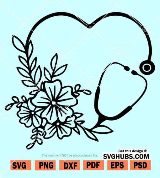 Floral Stethoscope SVG