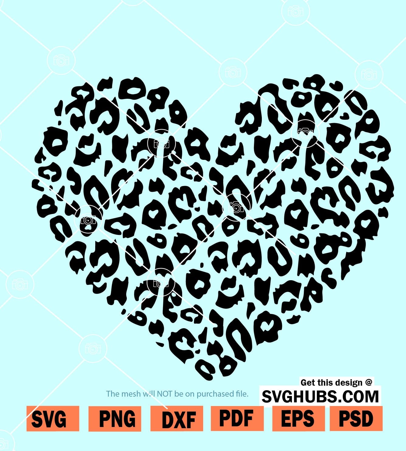 cheetah skin heart, animal print - free svg file for members - SVG Heart