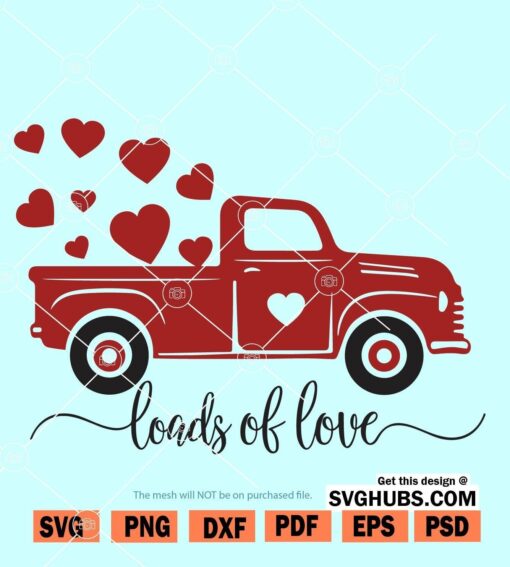 Valentines Red Truck SVG