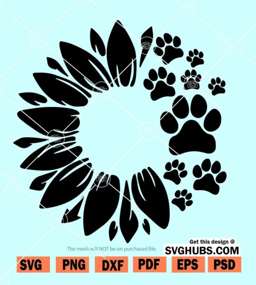 sunflower paw print SVG