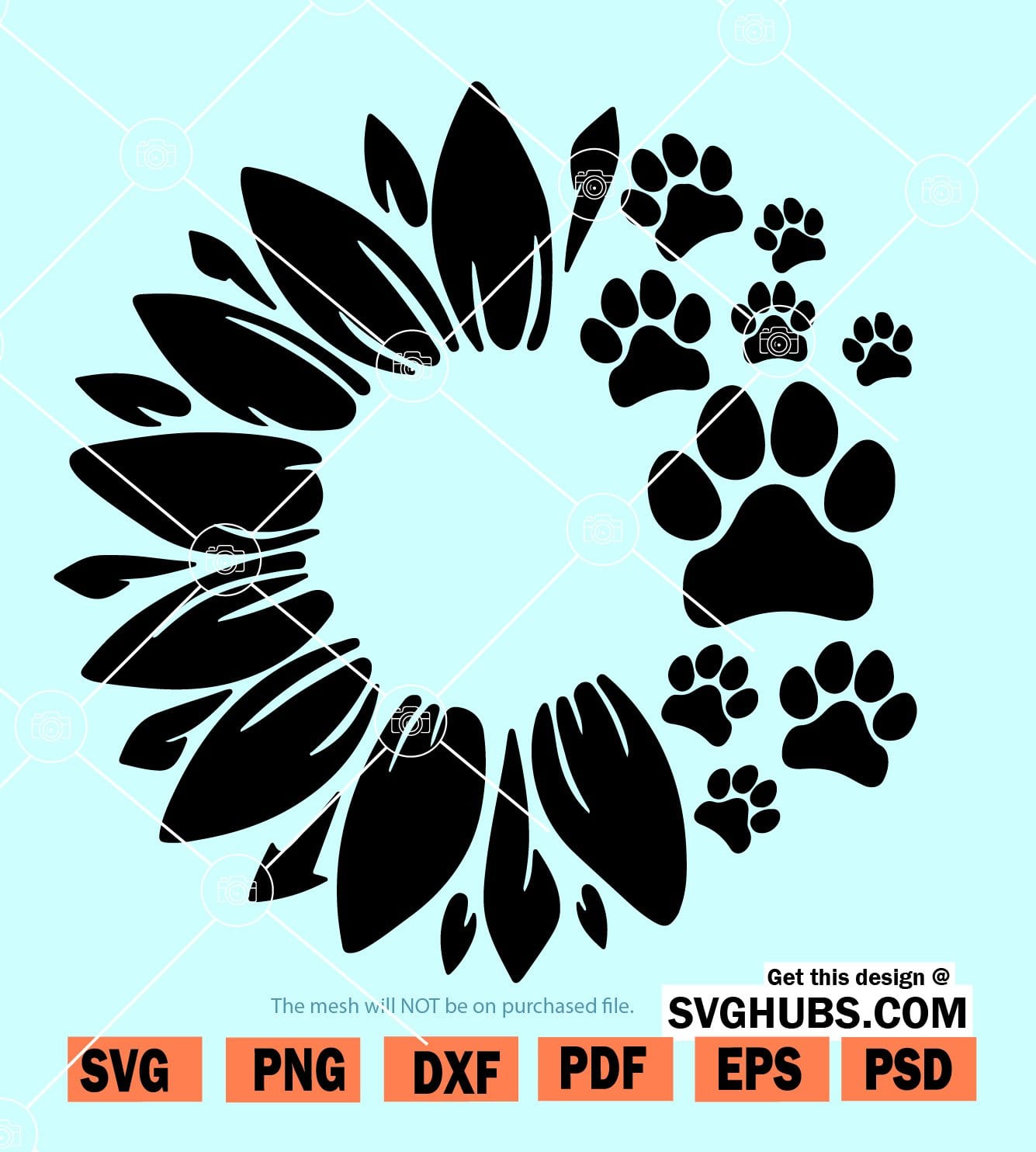 Download Sunflower Paw Print Svg Sunflower Paw Svg Sunflower With Dog Paw Svg Svg Hubs