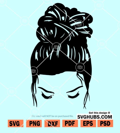 Messy Bun hair SVG