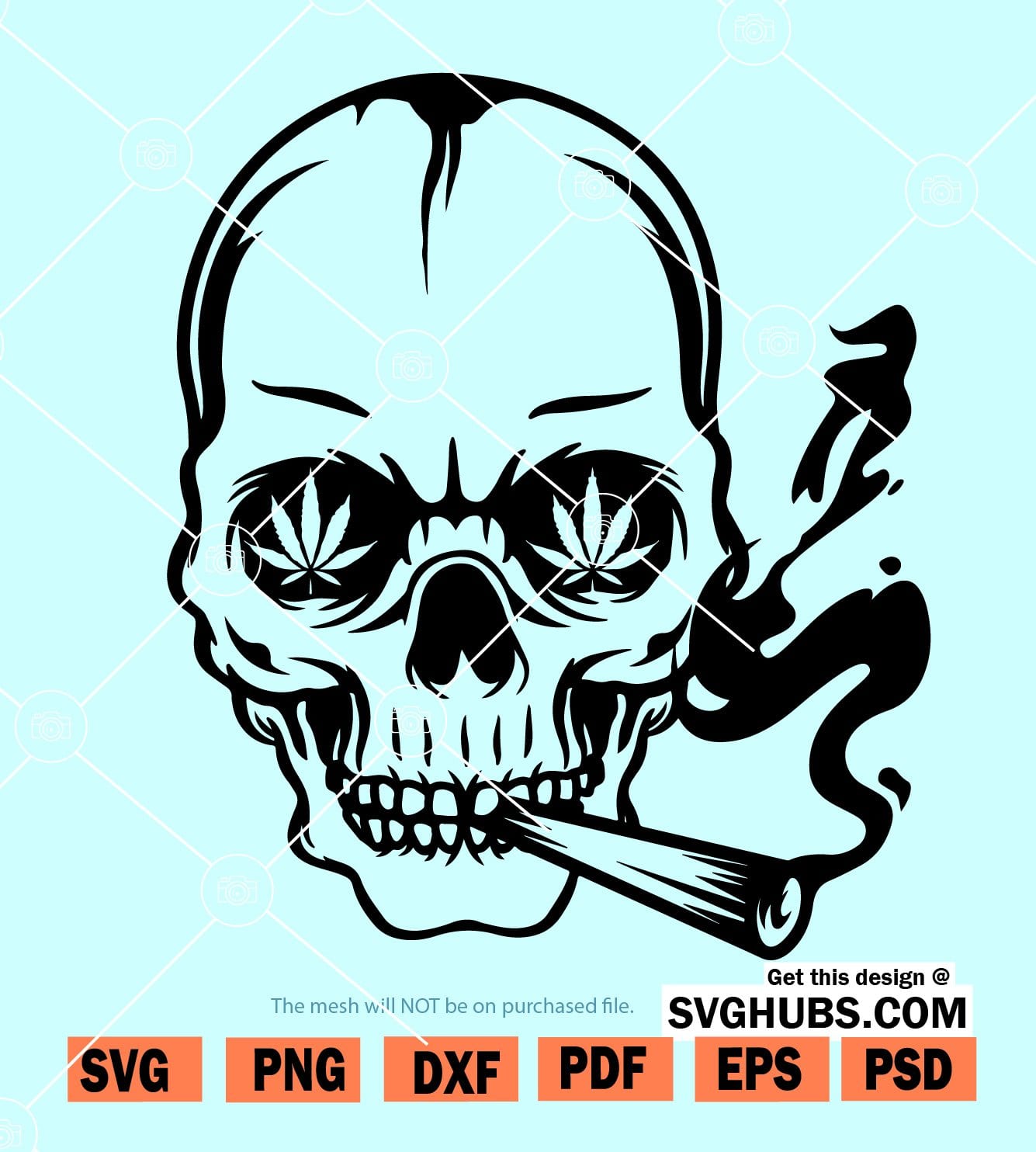 Skull Smoking Weed Svg