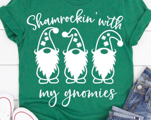 St Patricks Day gnome svg, Shamrockin’ with my Gnome SVG - Image 2