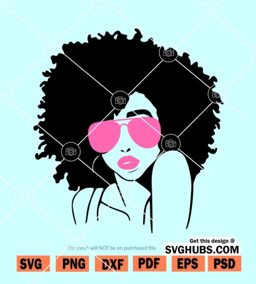 Afro queen with sunglasses svg