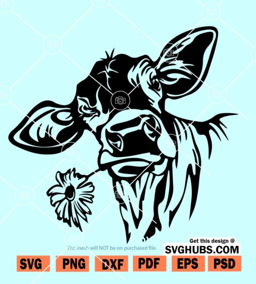 Cow with flower svg