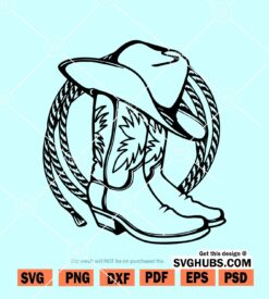 Cowboy boots and hat SVG