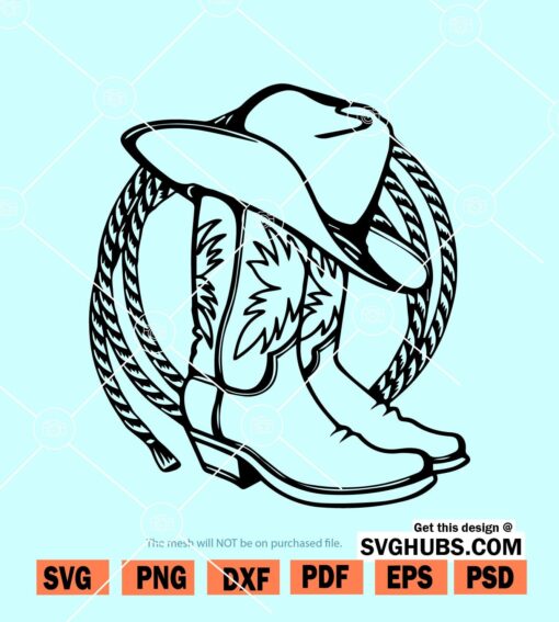 Cowboy boots and hat SVG