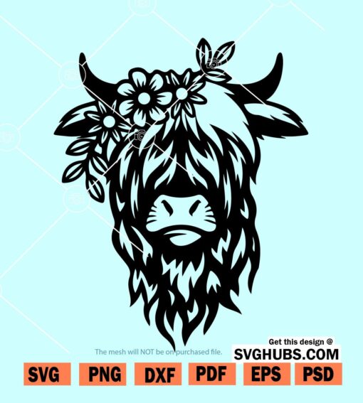 Floral cow head SVG