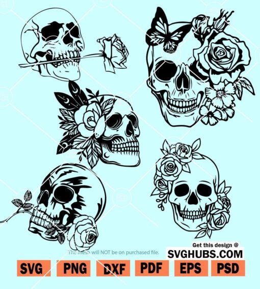 Floral skull svg bundle