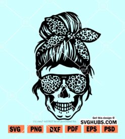 Leopard print messy bun svg
