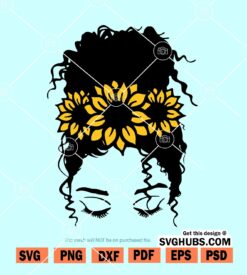 Messy bun sunflower svg