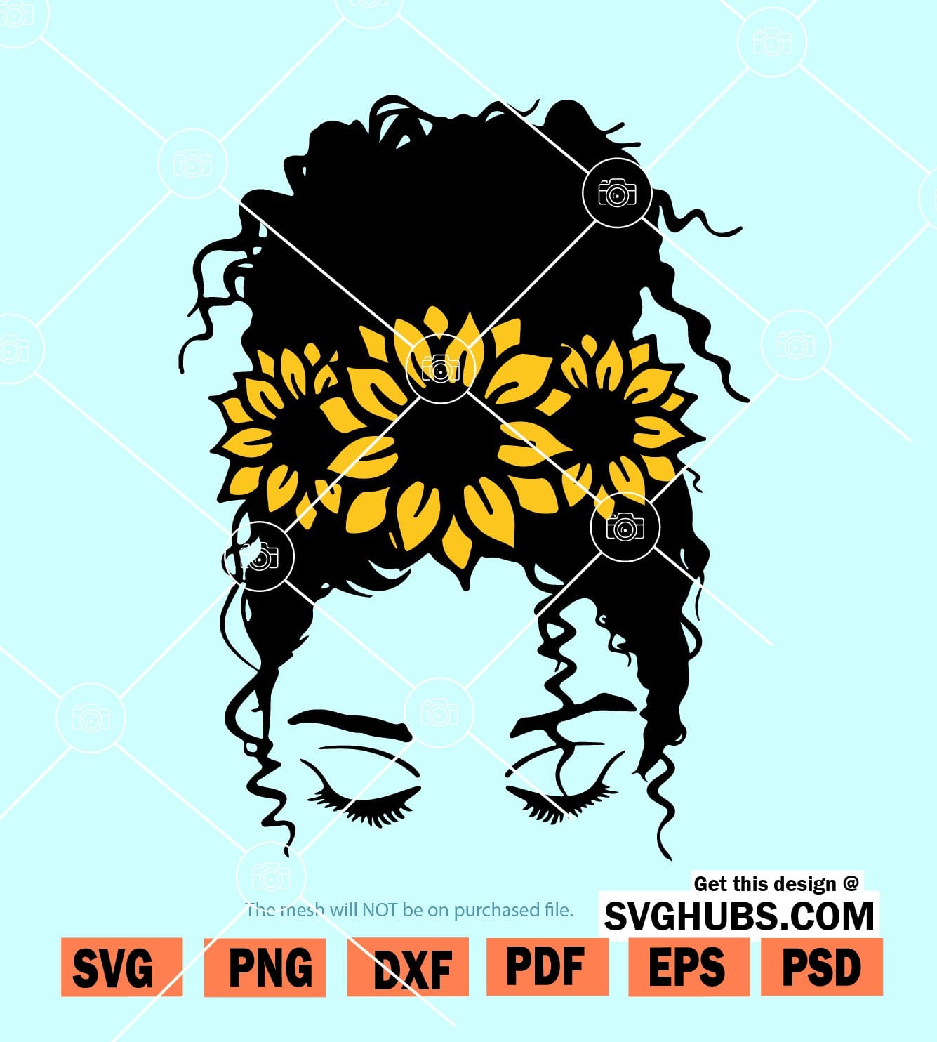 Download Messy Bun With Sunflower Svg Messy Bun Svg Hair Bun Svg Svg Hubs