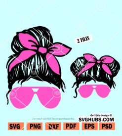 Mom and Daughter Messy Bun SVG
