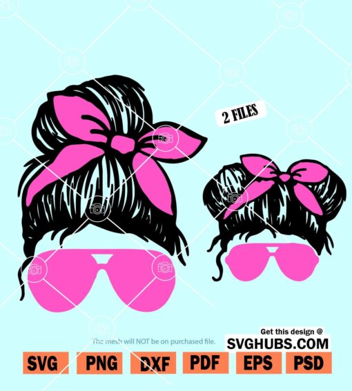 Mom and Daughter Messy Bun SVG