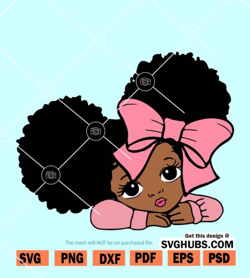 Peekaboo girl with afro puff svg