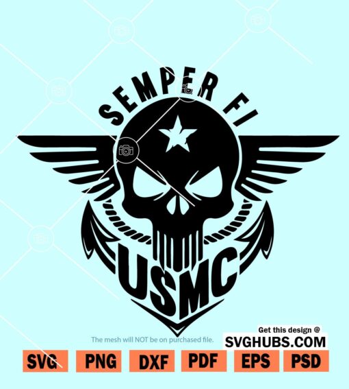 Semper Fi Skull svg