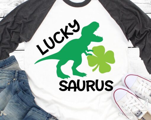 St. Patrick’s Rex Svg, Lucky saurus SVG, St Patrick dinosaur SVG - Image 2