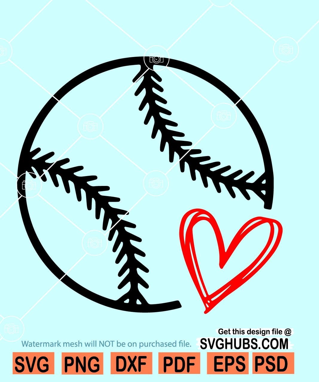 Baseball Heart SVG, Baseball outline svg, Baseball love svg
