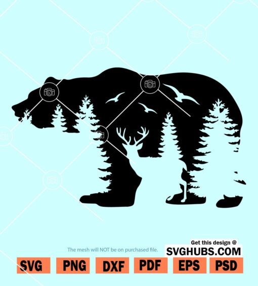 Bear and mountains svg