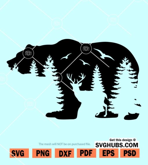 Bear and mountains svg