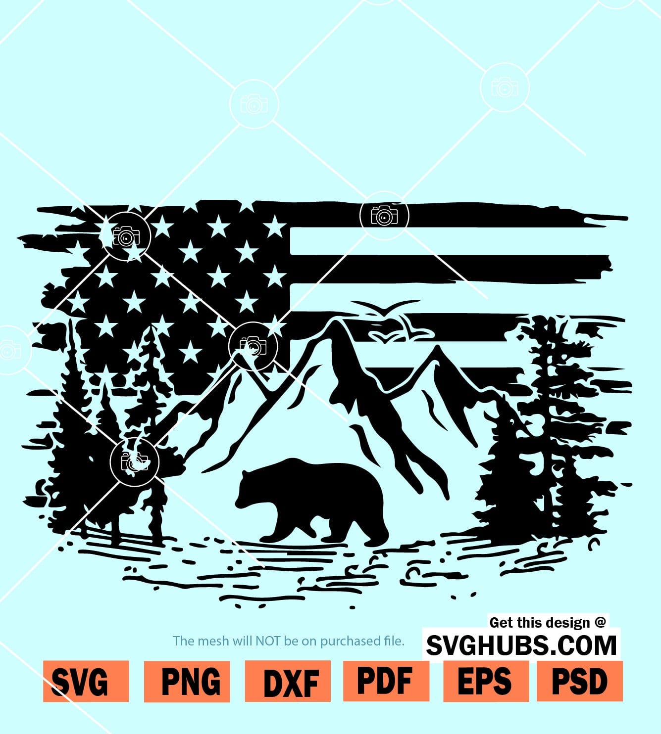 Bear and mountain Flag svg