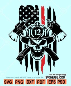 Firefighter Skull Svg