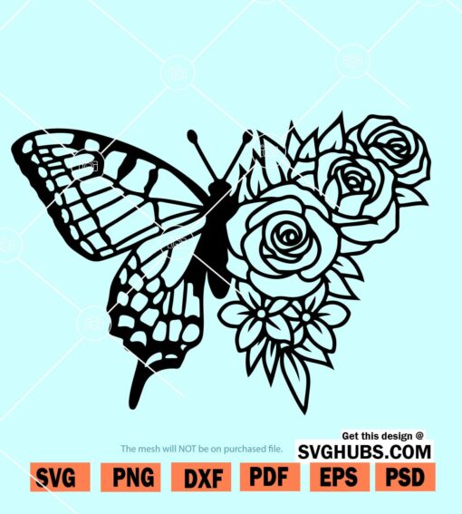 Floral Butterfly Sunflower Svg