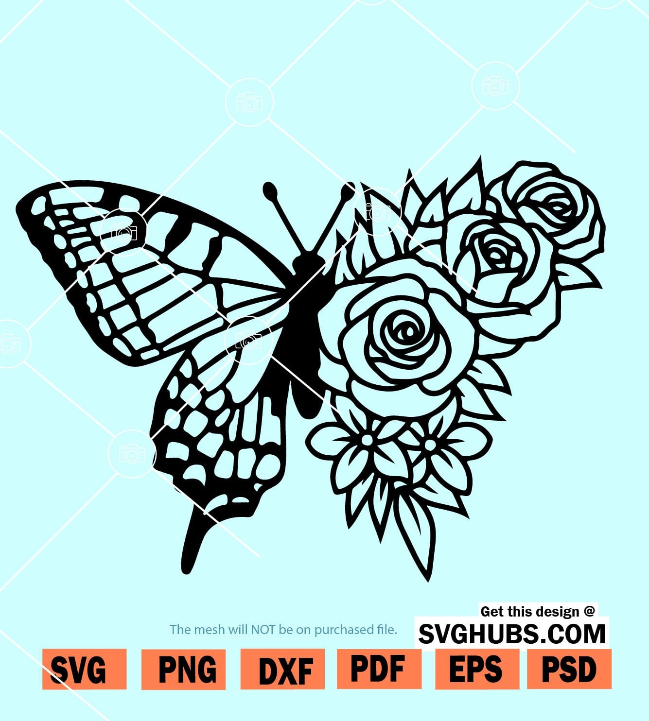 Floral Butterfly Sunflower Svg, Floral butterfly svg, Butterfly flower svg