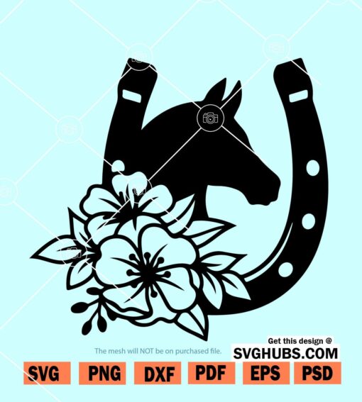 Floral horseshoe SVG
