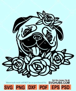 Floral pug svg