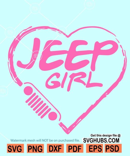 Jeep Girl Pink heart svg