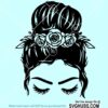 Messy bun with flowers svg