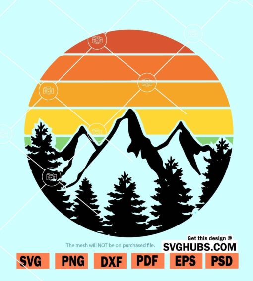 Mountain and sunset svg