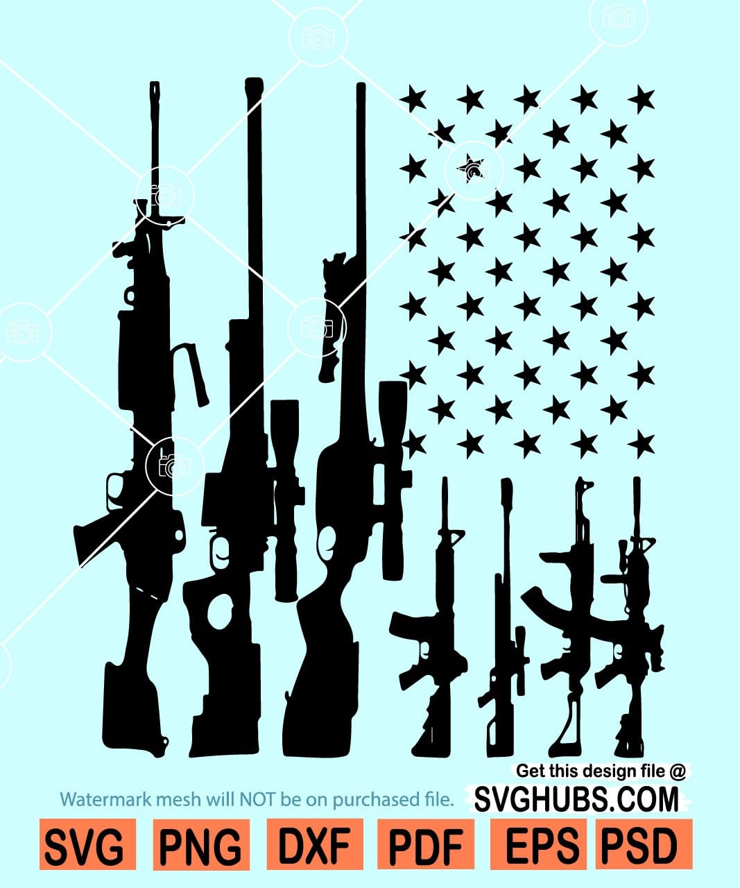 Gun Rifles American Flag SVG, American Gun Flag svg, Rifle flag svg