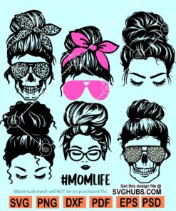 messy bun svg bundle