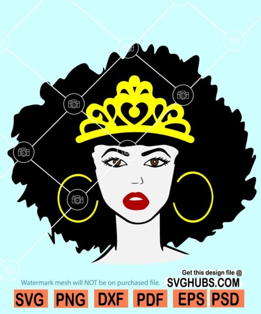 Afro queen with crown SVG