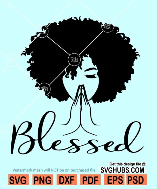 Black woman praying svg