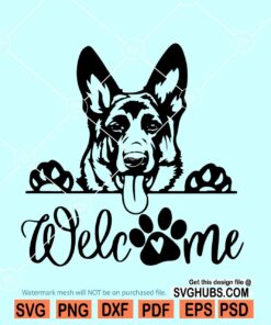 German shepherd welcome sign SVG