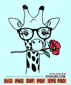 Giraffe with flower and sunglasses svg