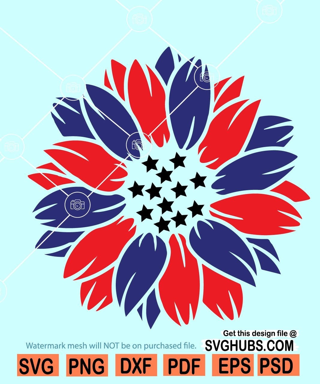 Download Patriotic Sunflower Svg American Flag Sunflower Svg 4th Of July Svg Svg Hubs