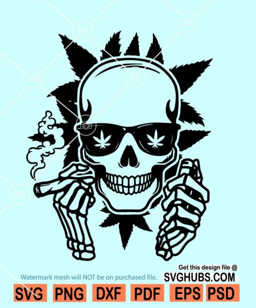 Skull Smoking joint Svg