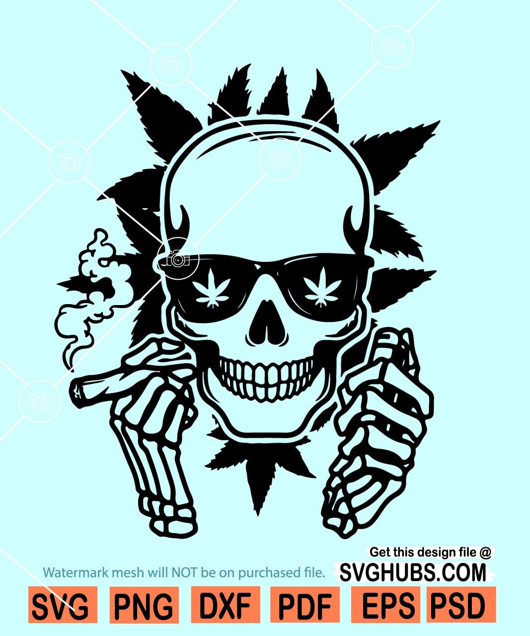 Skull Smoking Weed Svg