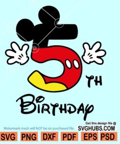 5th Birthday Mickey svg