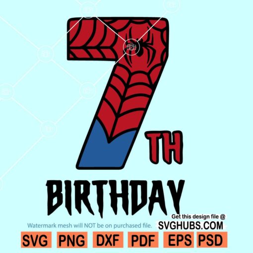 7th Birthday spiderman svg